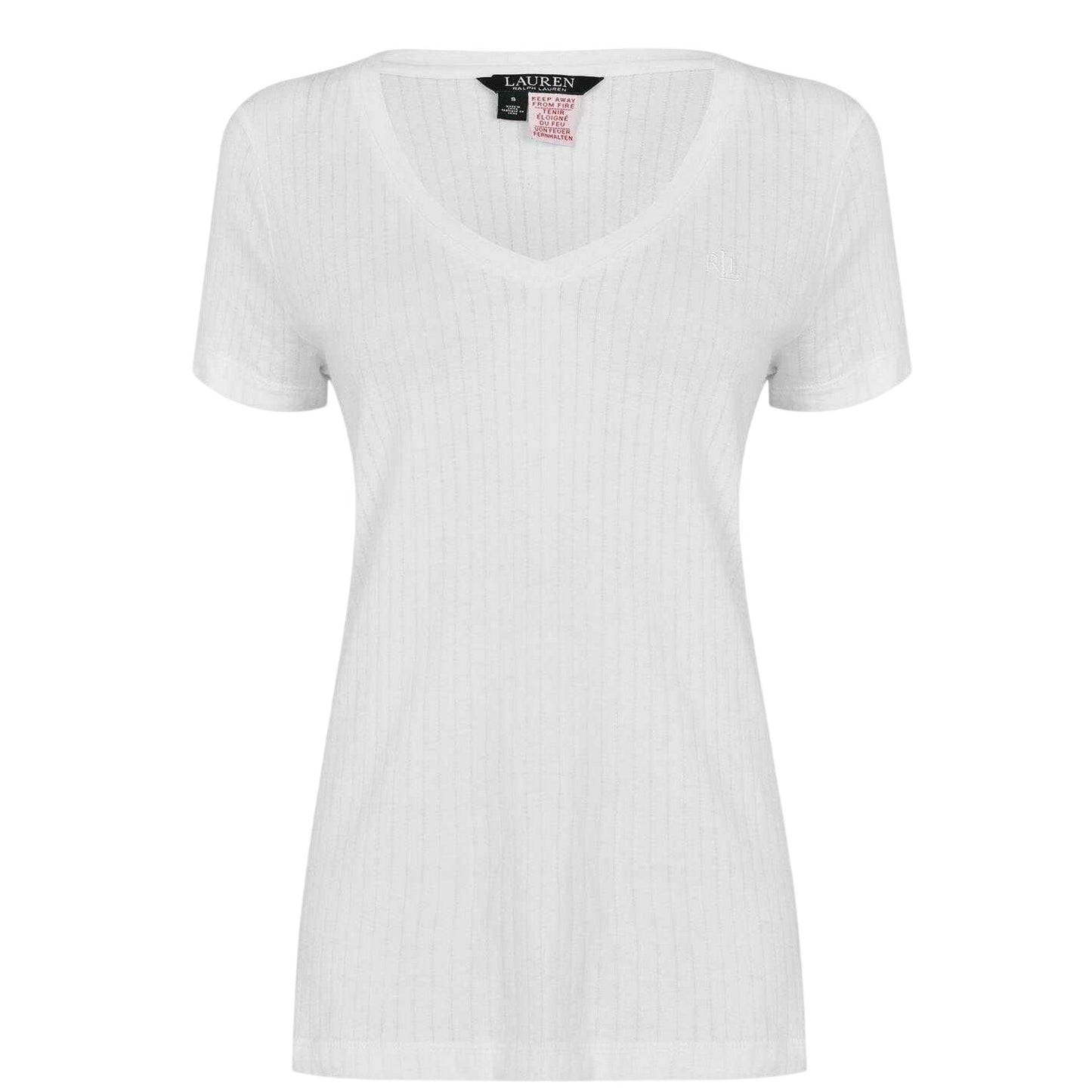 White - Front - Ralph Lauren Womens-Ladies Plain V Neck T-Shirt