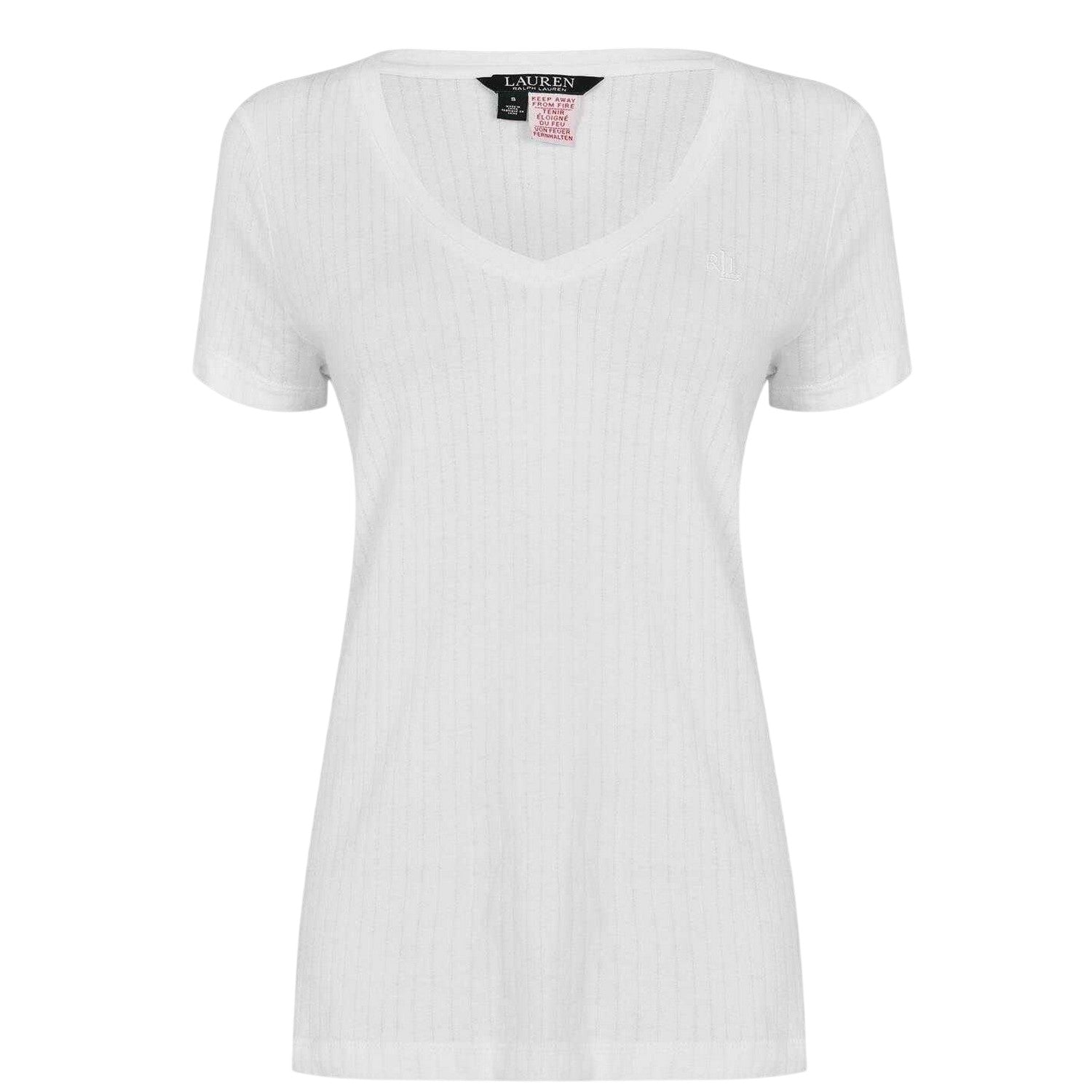 White - Front - Ralph Lauren Womens-Ladies Plain V Neck T-Shirt