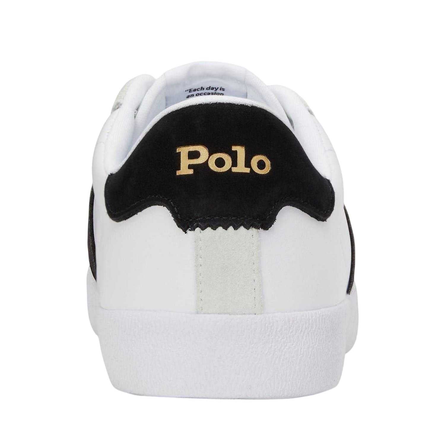 White-Blue - Back - Ralph Lauren Mens Court Vulc Leather Trainers