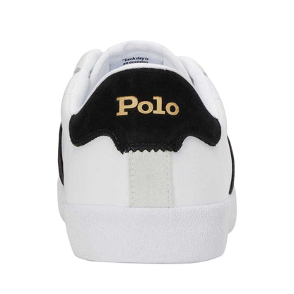 White-Blue - Back - Ralph Lauren Mens Court Vulc Leather Trainers
