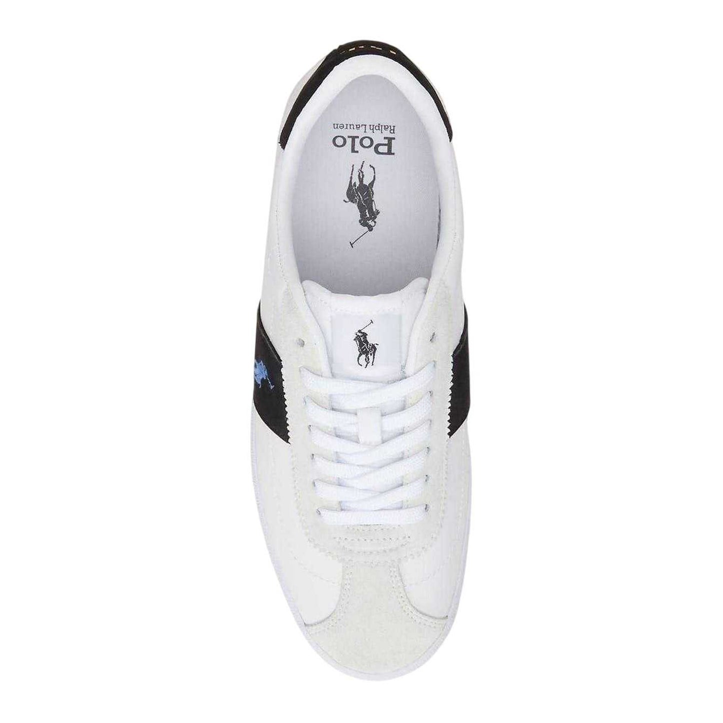 White-Blue - Side - Ralph Lauren Mens Court Vulc Leather Trainers