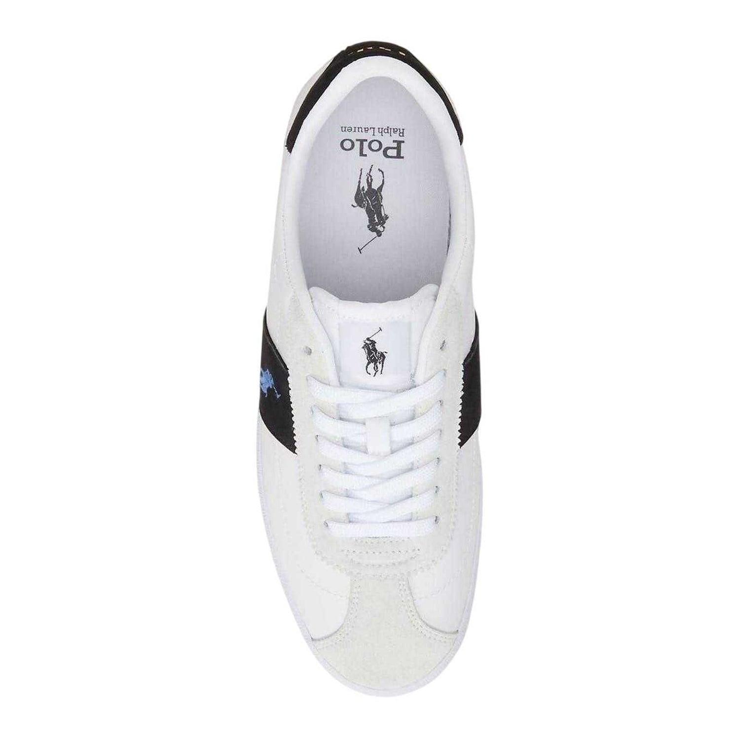 White-Blue - Side - Ralph Lauren Mens Court Vulc Leather Trainers