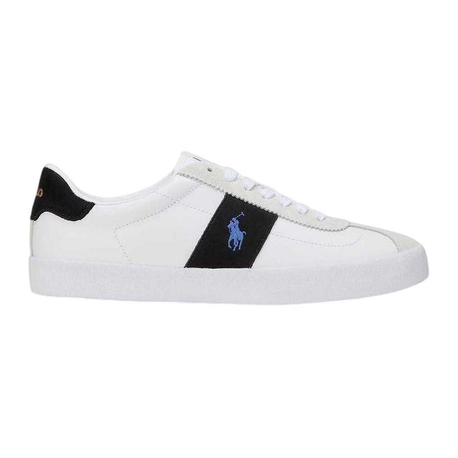 White-Blue - Front - Ralph Lauren Mens Court Vulc Leather Trainers