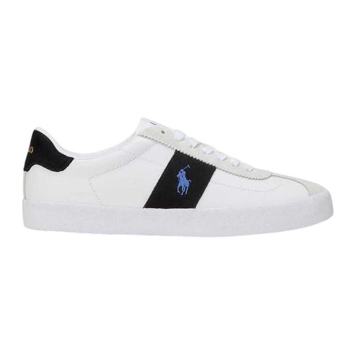 White-Blue - Front - Ralph Lauren Mens Court Vulc Leather Trainers