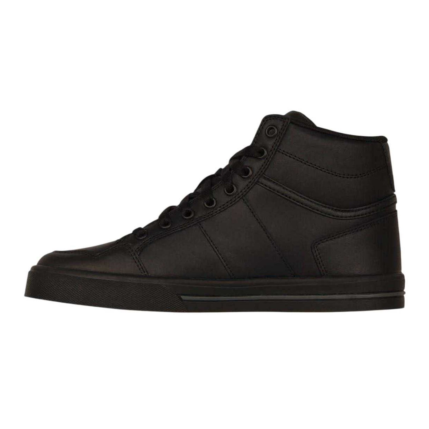 Black-Charcoal - Side - Lonsdale Childrens-Kids Canons Leather Flat Trainers