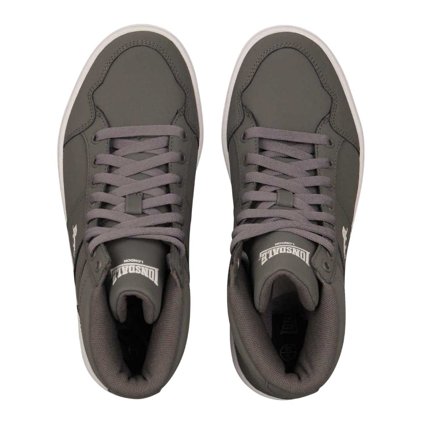 Grey-White - Lifestyle - Lonsdale Childrens-Kids Canons Leather Flat Trainers
