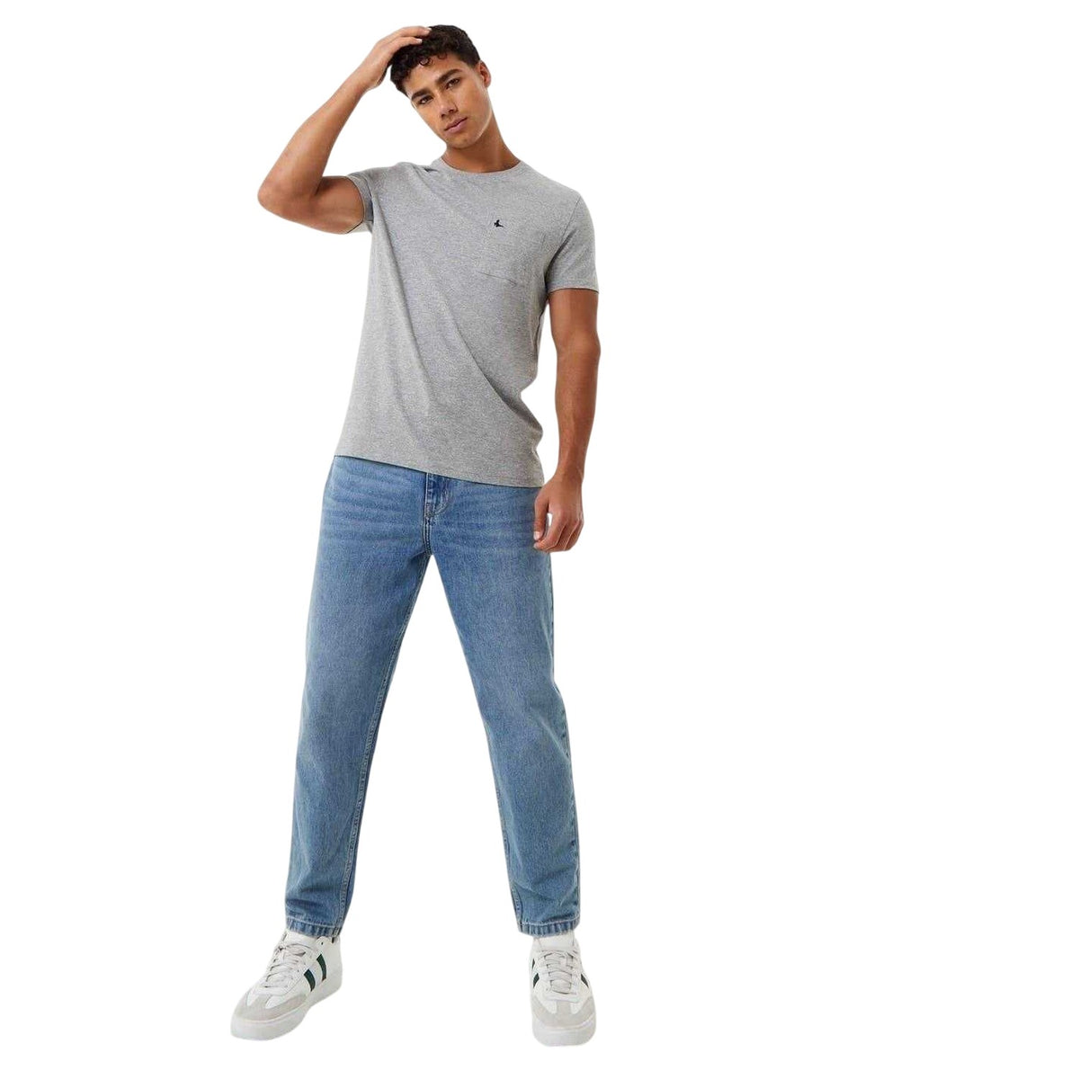 Grey Marl - Side - Jack Wills Mens Ayleford Logo Chest Pocket T-Shirt