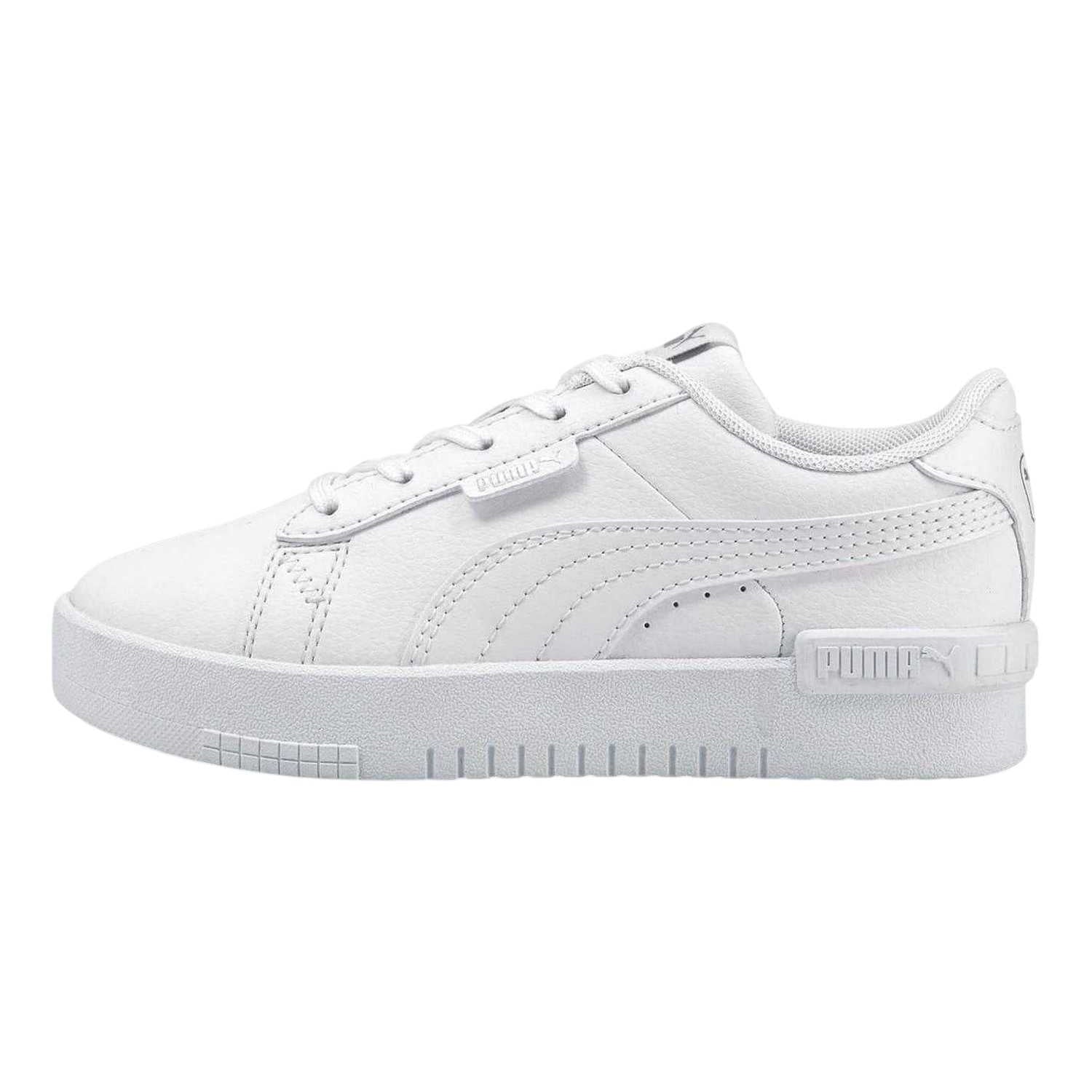 White - Side - Puma Girls Jada Platform Court Trainers