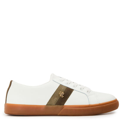 White-Caramel - Front - Ralph Lauren Womens-Ladies Janson Flat Trainers