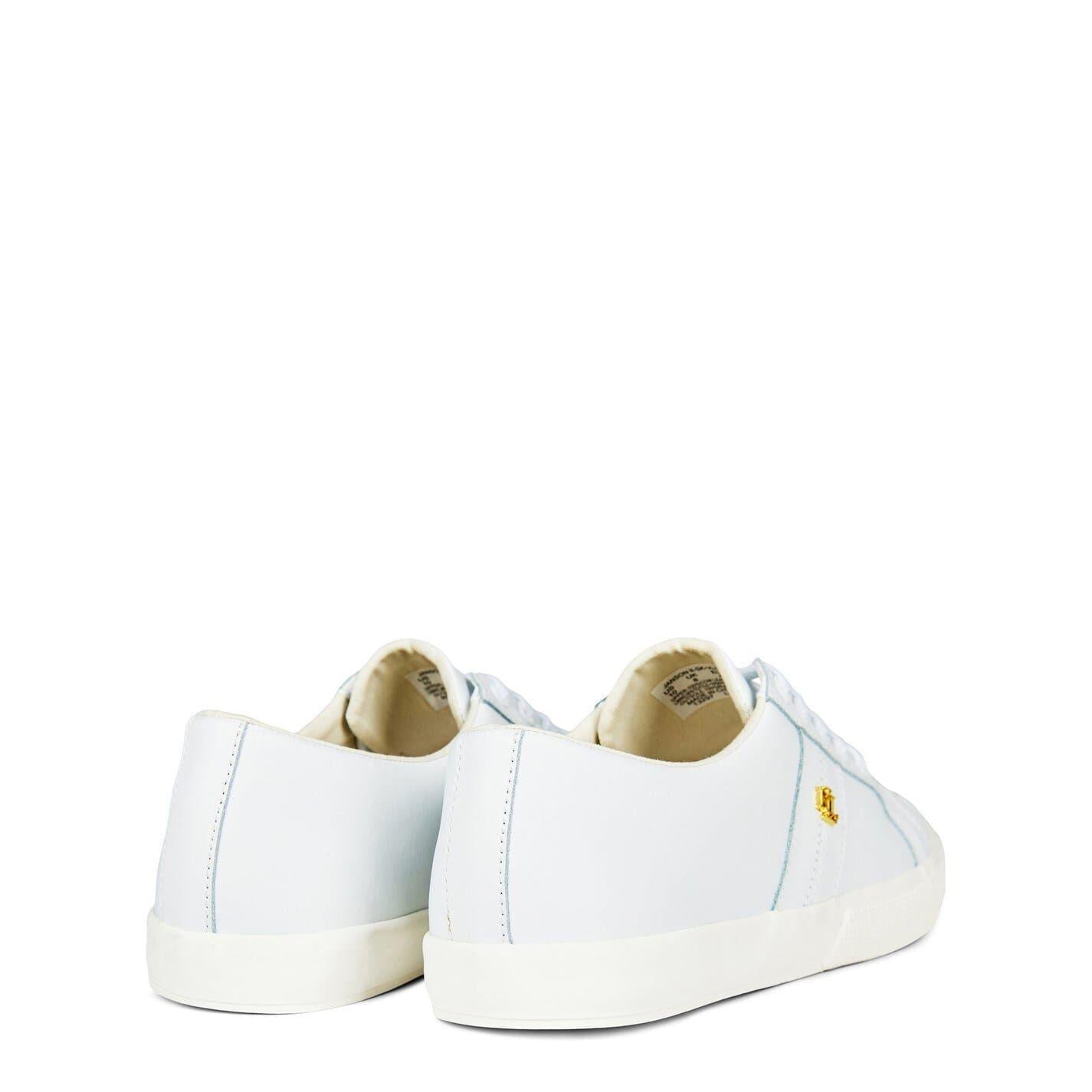White - Pack Shot - Ralph Lauren Womens-Ladies Janson Flat Trainers