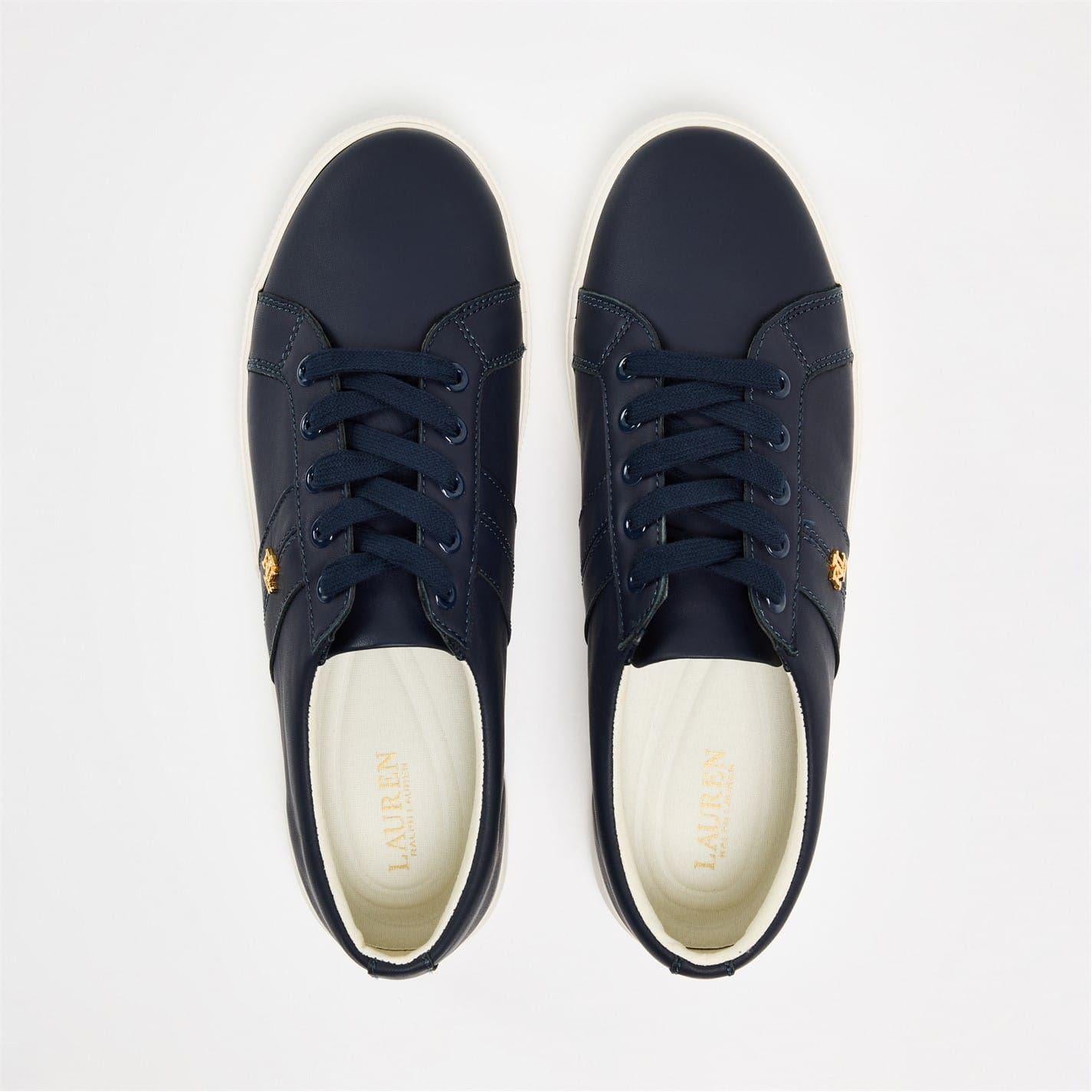 Navy - Side - Ralph Lauren Womens-Ladies Janson Flat Trainers