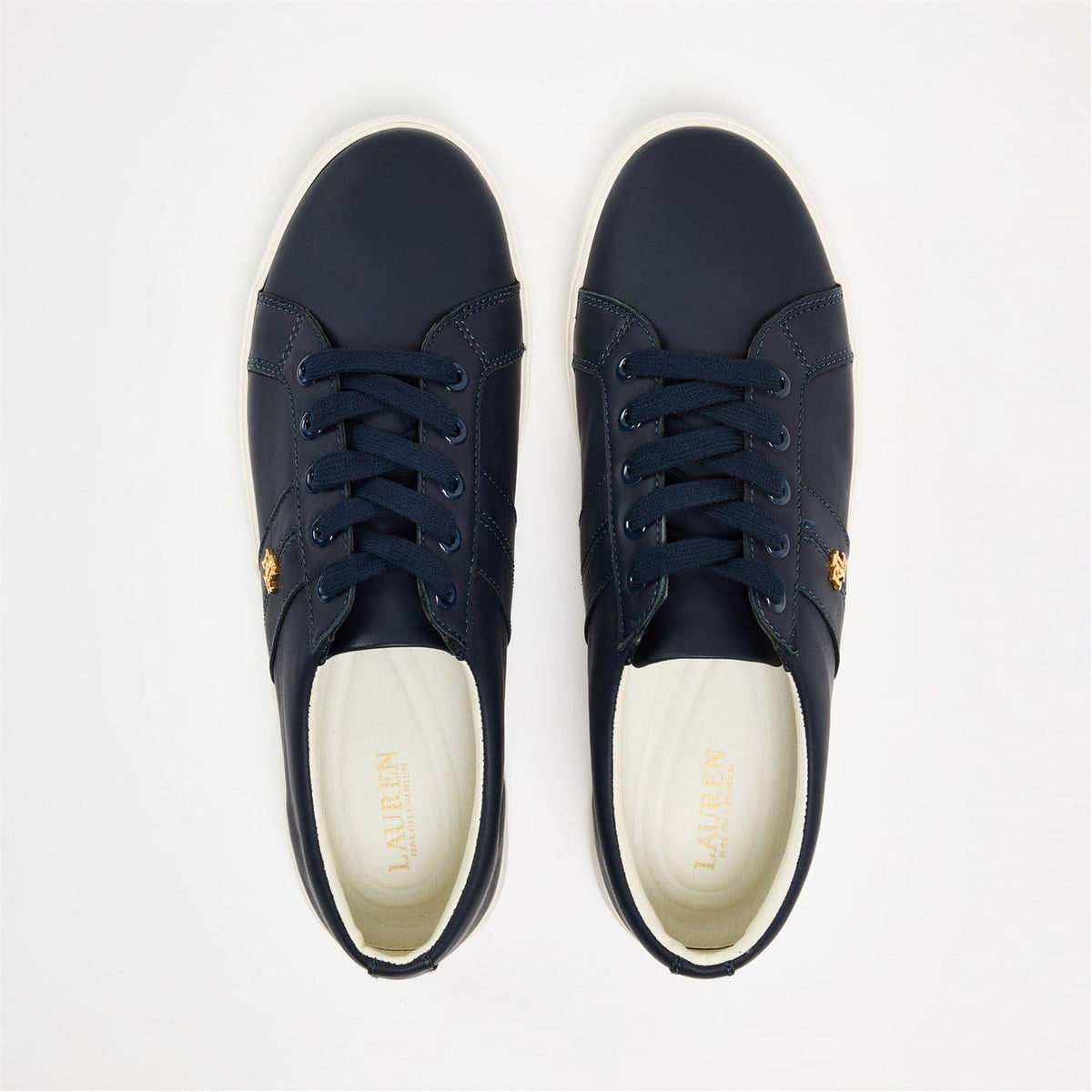 Navy - Side - Ralph Lauren Womens-Ladies Janson Flat Trainers