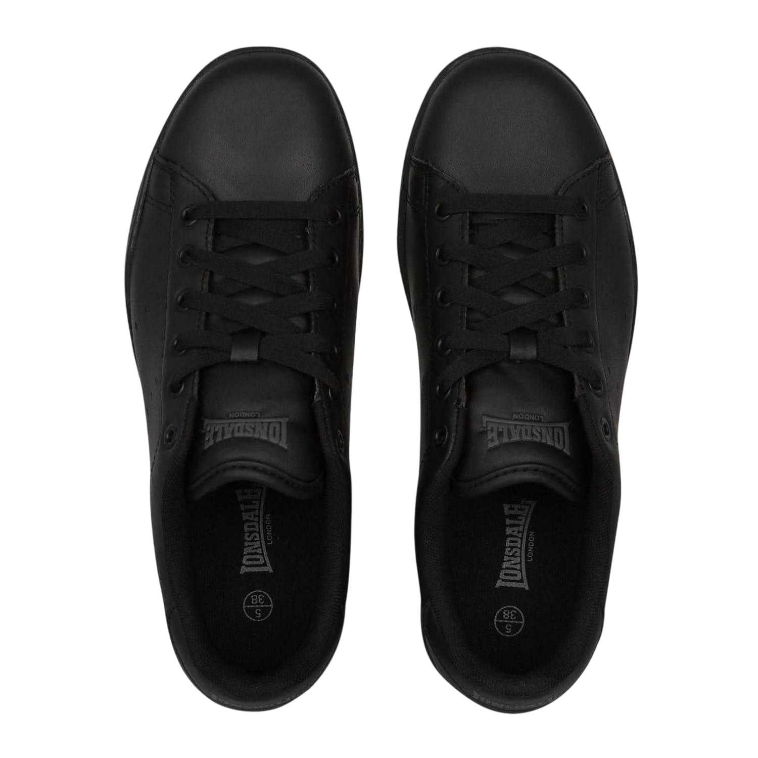 Black - Pack Shot - Lonsdale Childrens-Kids Leyton Leather Trainers