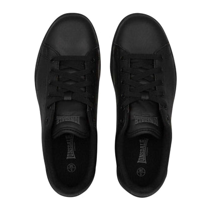 Black - Pack Shot - Lonsdale Childrens-Kids Leyton Leather Trainers