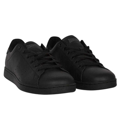 Black - Front - Lonsdale Childrens-Kids Leyton Leather Trainers