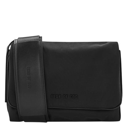 Black - Front - Criminal Damage Mens Fear Of God Leather Messenger Bag