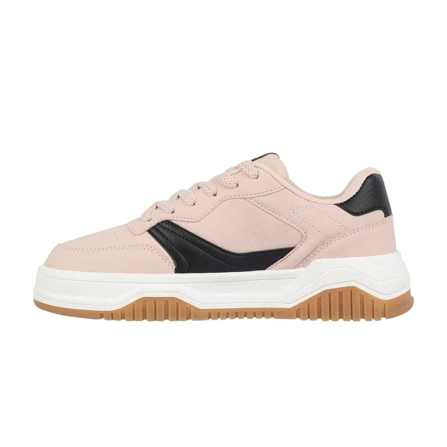 Black-White - Side - Fabric Childrens-Kids Panelled Court Trainers