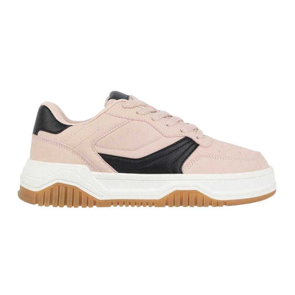 Black-White - Lifestyle - Fabric Childrens-Kids Panelled Court Trainers