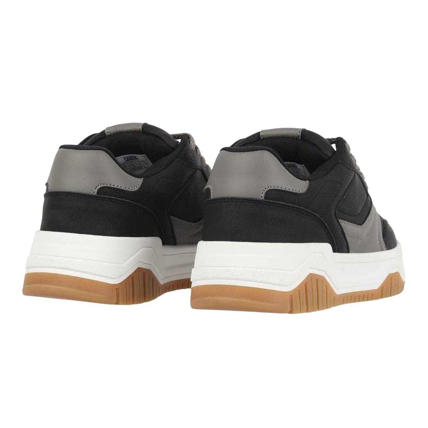 Pink-Black-Gum - Back - Fabric Childrens-Kids Panelled Court Trainers