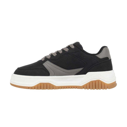 Pink-Black-Gum - Side - Fabric Childrens-Kids Panelled Court Trainers
