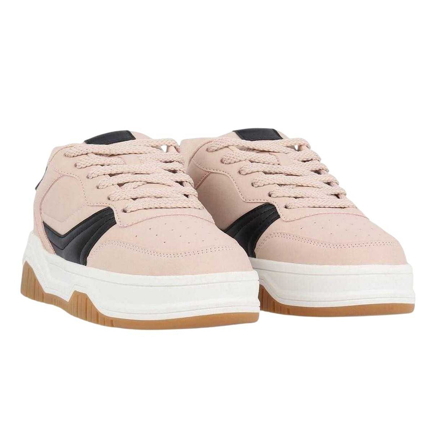 Black-White - Front - Fabric Childrens-Kids Panelled Court Trainers