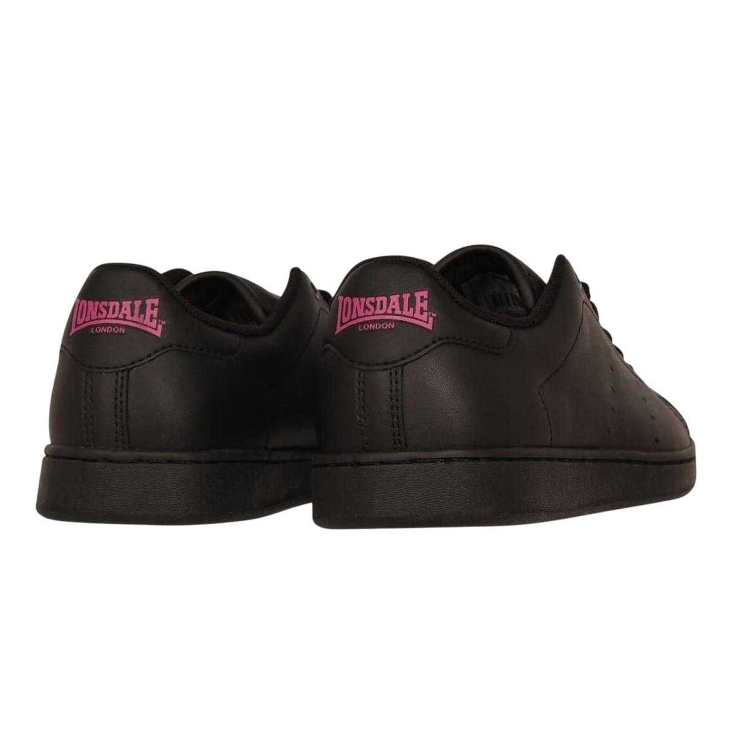 Black-Cerise - Back - Lonsdale Womens-Ladies Leyton Leather Trainers