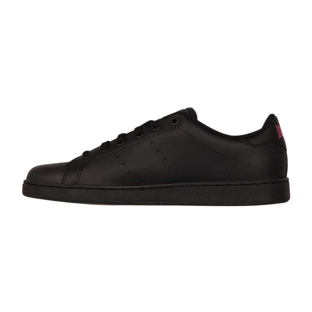 Black-Cerise - Side - Lonsdale Womens-Ladies Leyton Leather Trainers