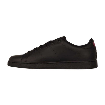 Black-Cerise - Side - Lonsdale Womens-Ladies Leyton Leather Trainers