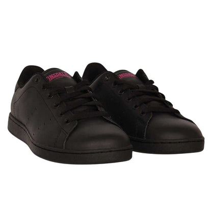 Black-Cerise - Front - Lonsdale Womens-Ladies Leyton Leather Trainers