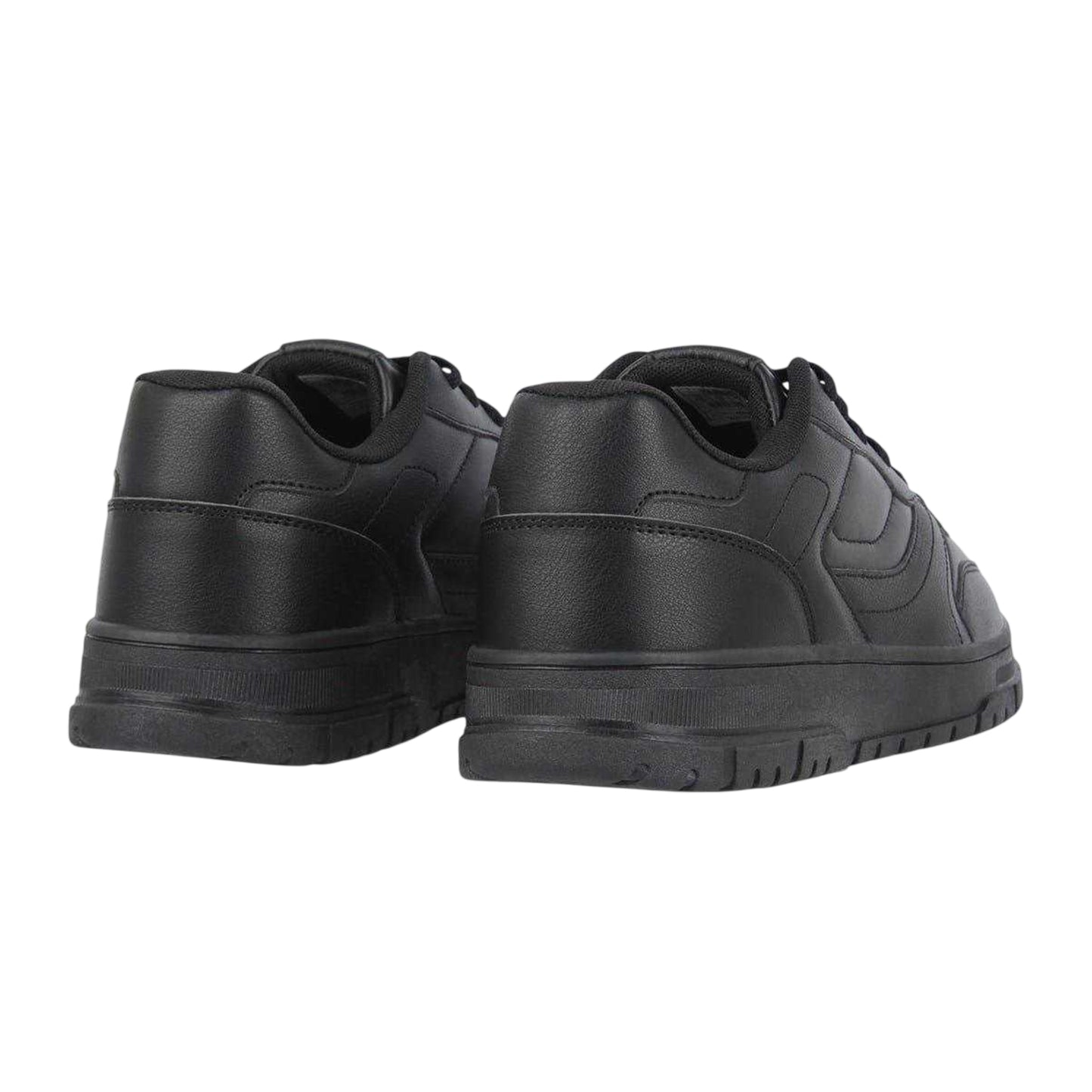 Black - Back - Fabric Mens Lace Up Flat Trainers