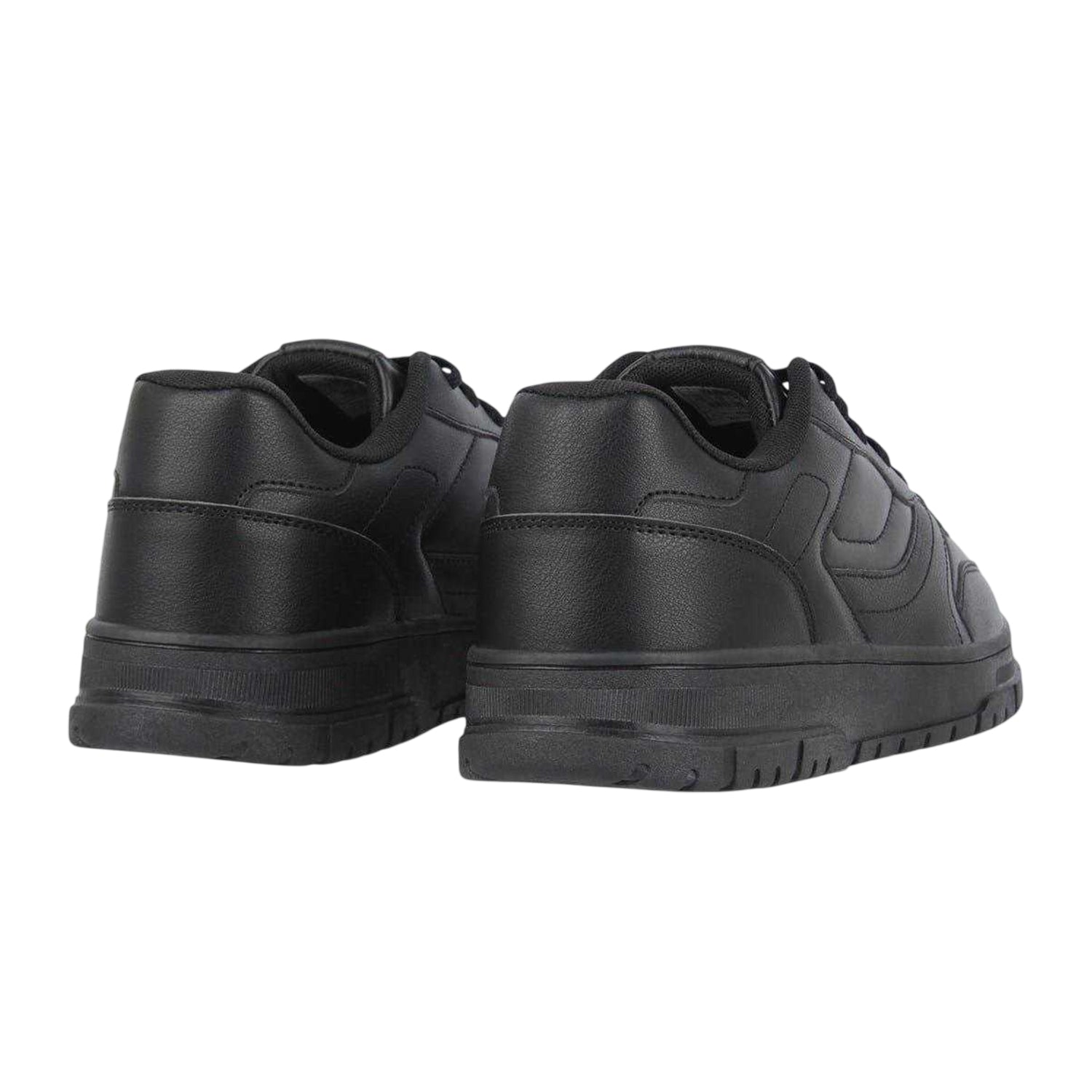 Black - Back - Fabric Mens Lace Up Flat Trainers