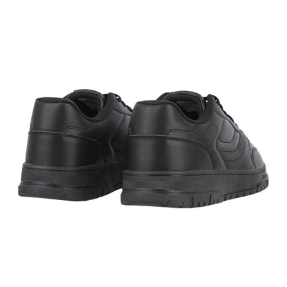 Black - Back - Fabric Mens Lace Up Flat Trainers