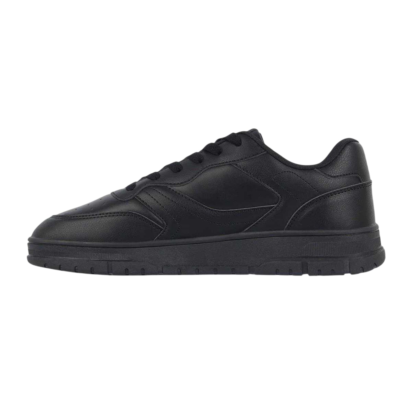 Black - Side - Fabric Mens Lace Up Flat Trainers