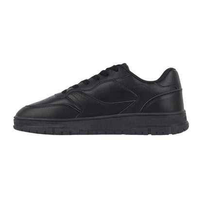 Black - Side - Fabric Mens Lace Up Flat Trainers