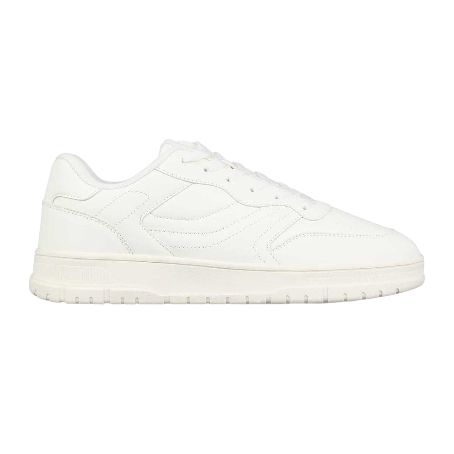 White - Front - Fabric Mens Lace Up Flat Trainers