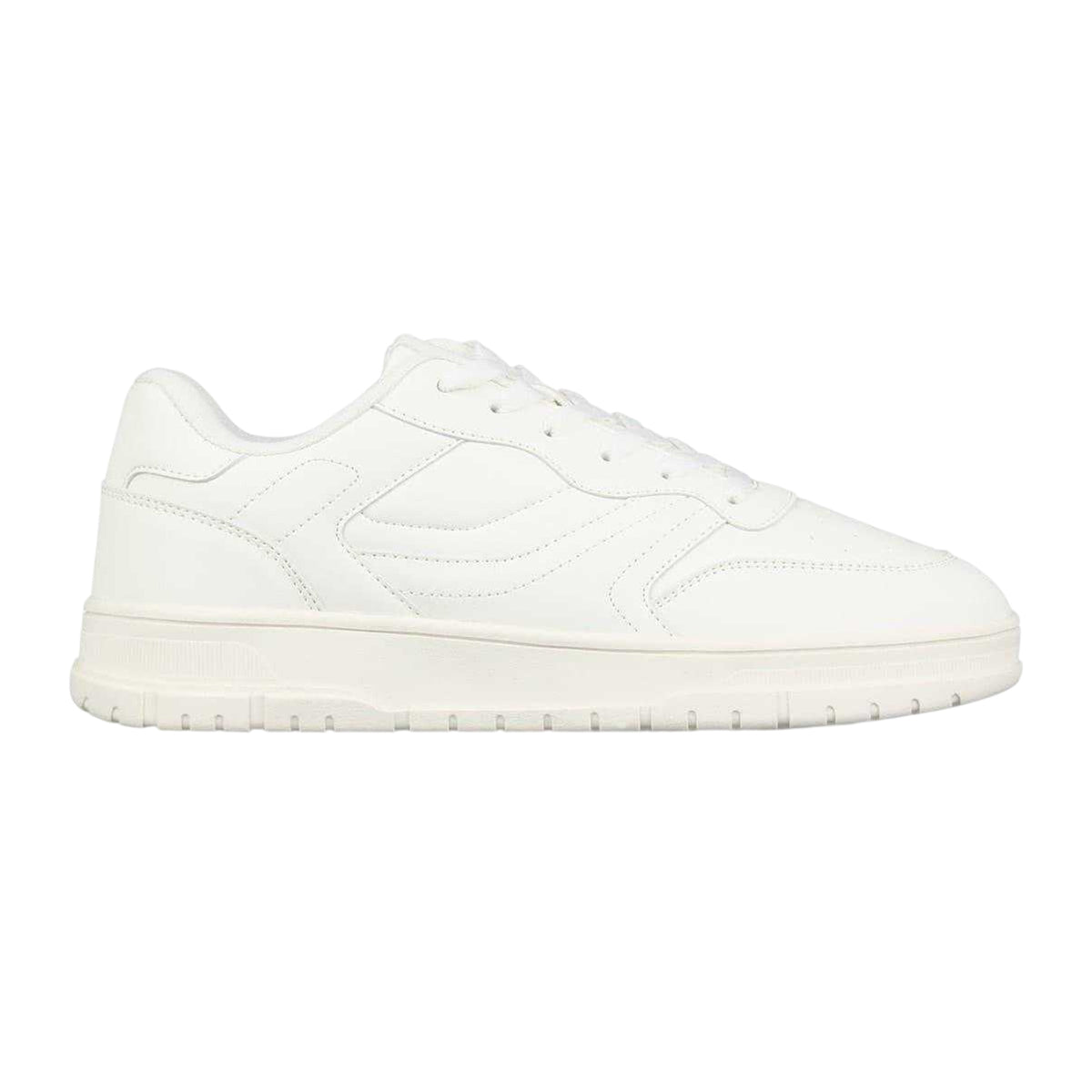 White - Front - Fabric Mens Lace Up Flat Trainers