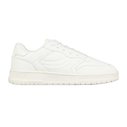 White - Front - Fabric Mens Lace Up Flat Trainers