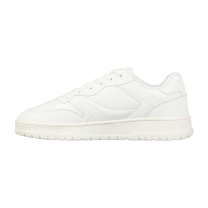 White - Side - Fabric Mens Lace Up Flat Trainers