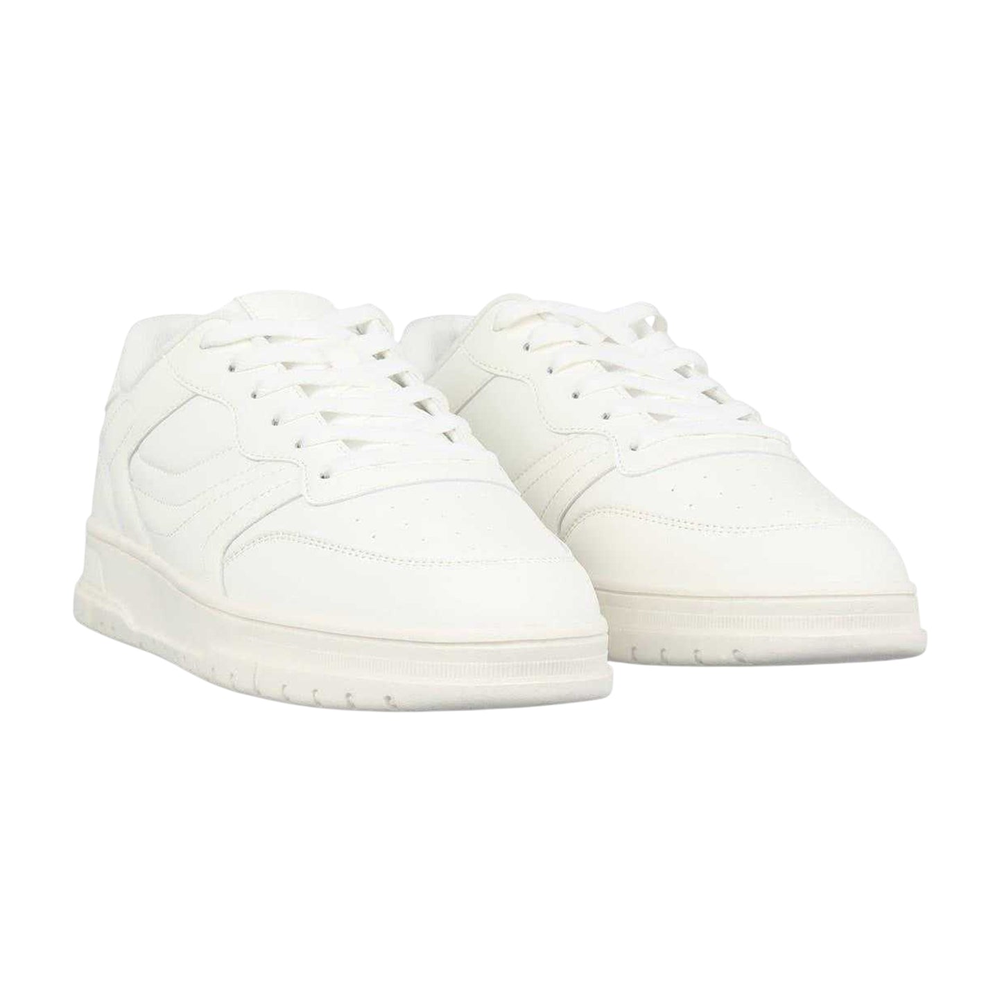 White - Lifestyle - Fabric Mens Lace Up Flat Trainers