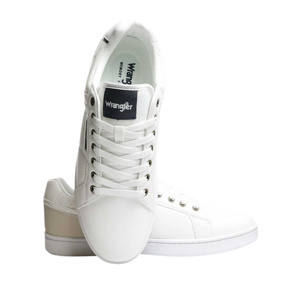 White - Lifestyle - Wrangler Mens Kit Leather Flat Trainers