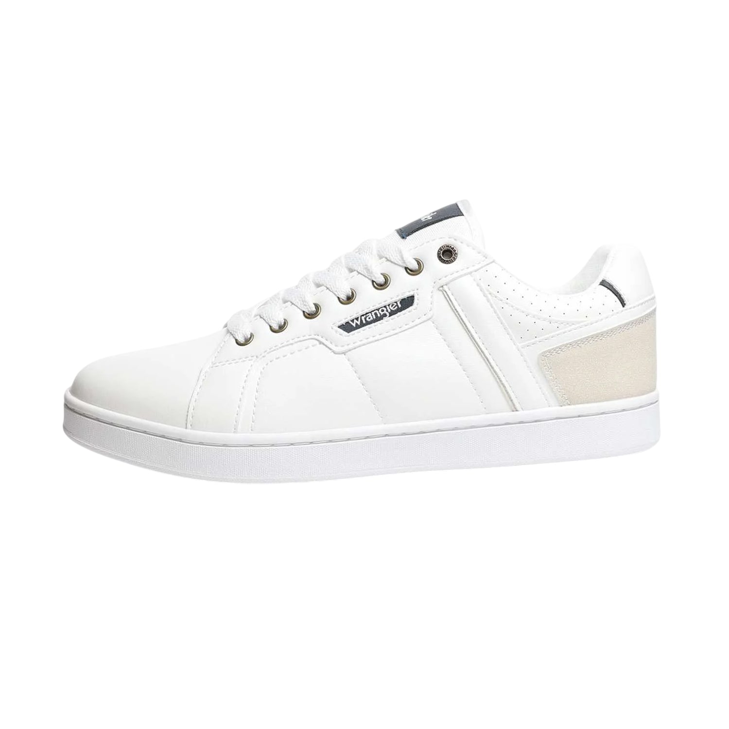 White - Front - Wrangler Mens Kit Leather Flat Trainers