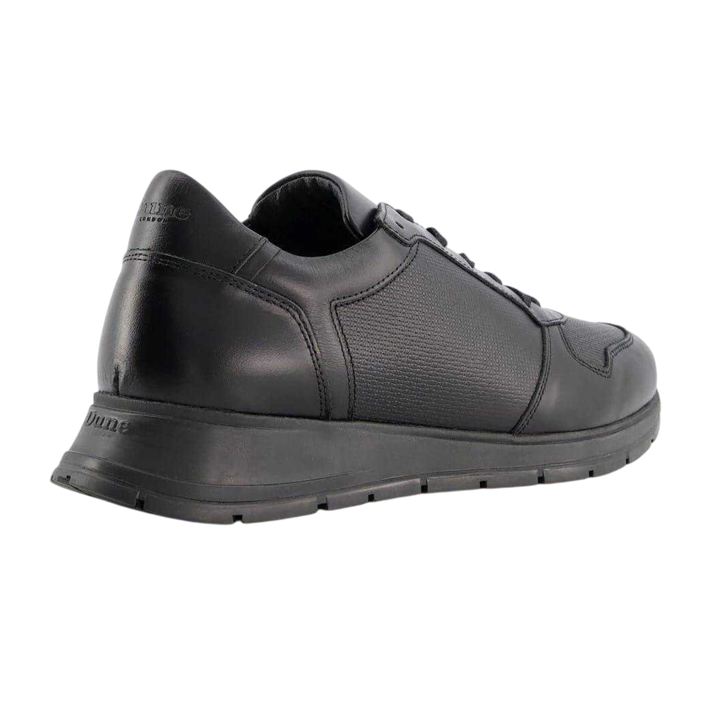 Black - Back - Dune London Mens Treats Plain Leather Trainers