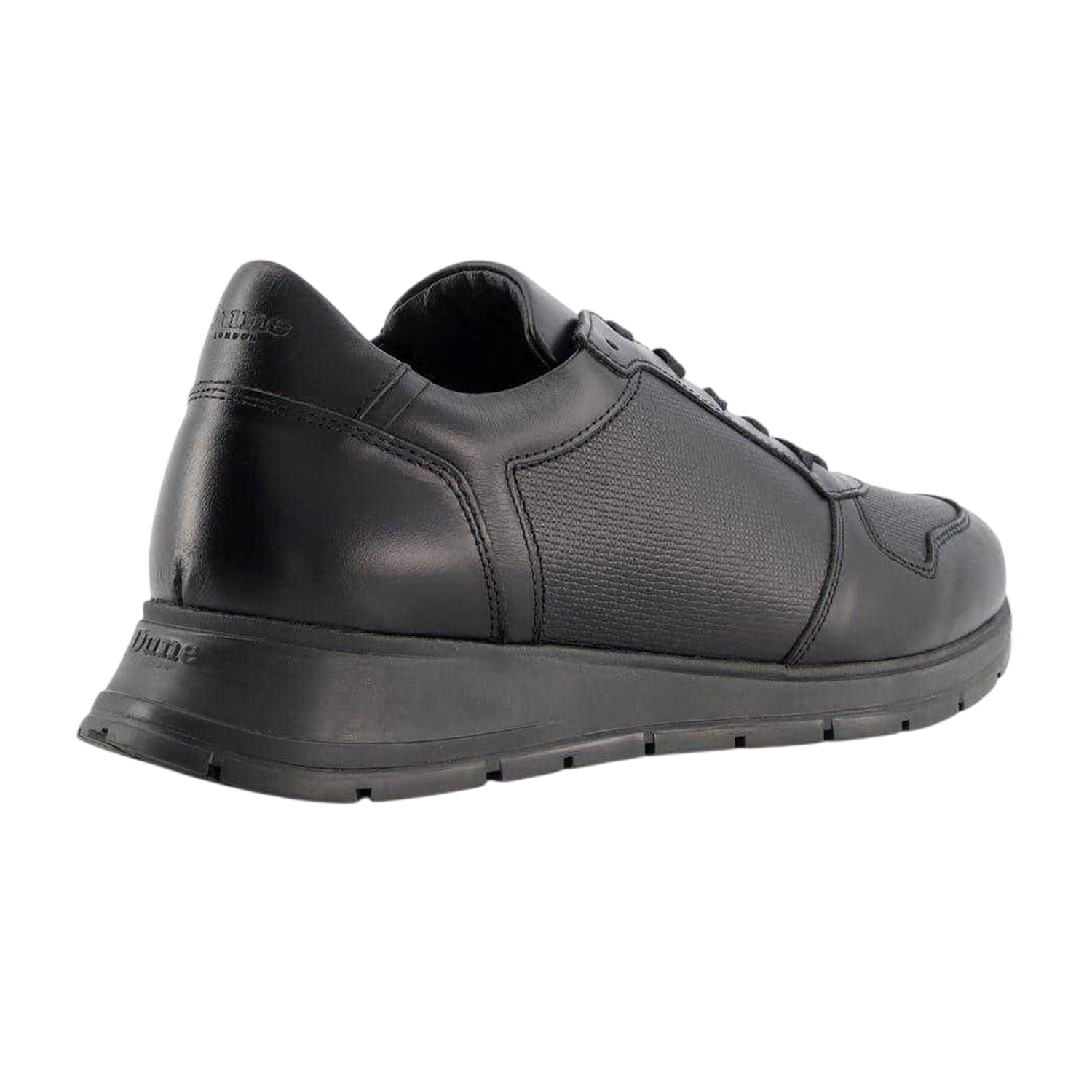 Black - Back - Dune London Mens Treats Plain Leather Trainers