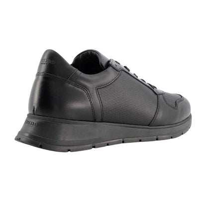 Black - Back - Dune London Mens Treats Plain Leather Trainers