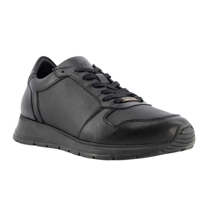 Black - Lifestyle - Dune London Mens Treats Plain Leather Trainers