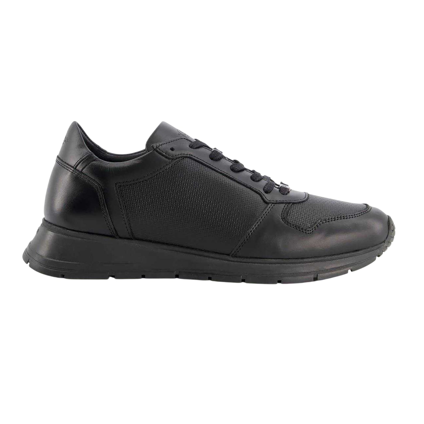 Black - Front - Dune London Mens Treats Plain Leather Trainers