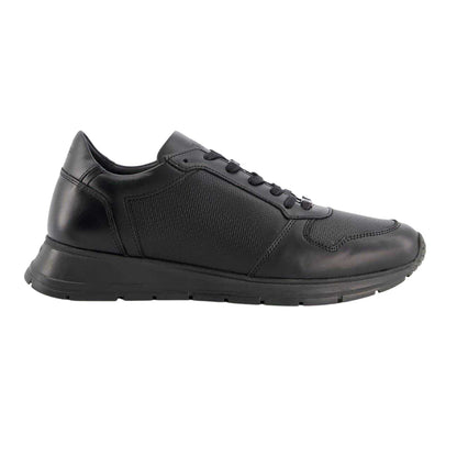 Black - Front - Dune London Mens Treats Plain Leather Trainers