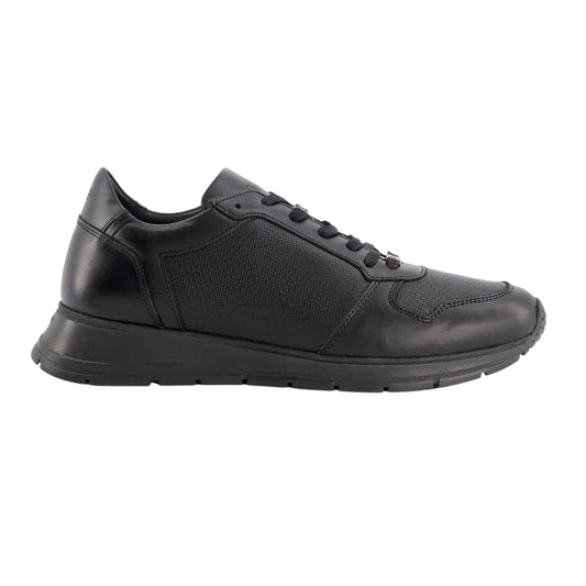 Black - Front - Dune London Mens Treats Plain Leather Trainers