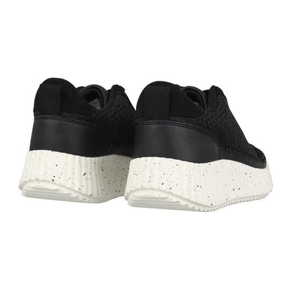 Black - Back - Jack Wills Womens-Ladies Knitted Platform Wedge Trainers