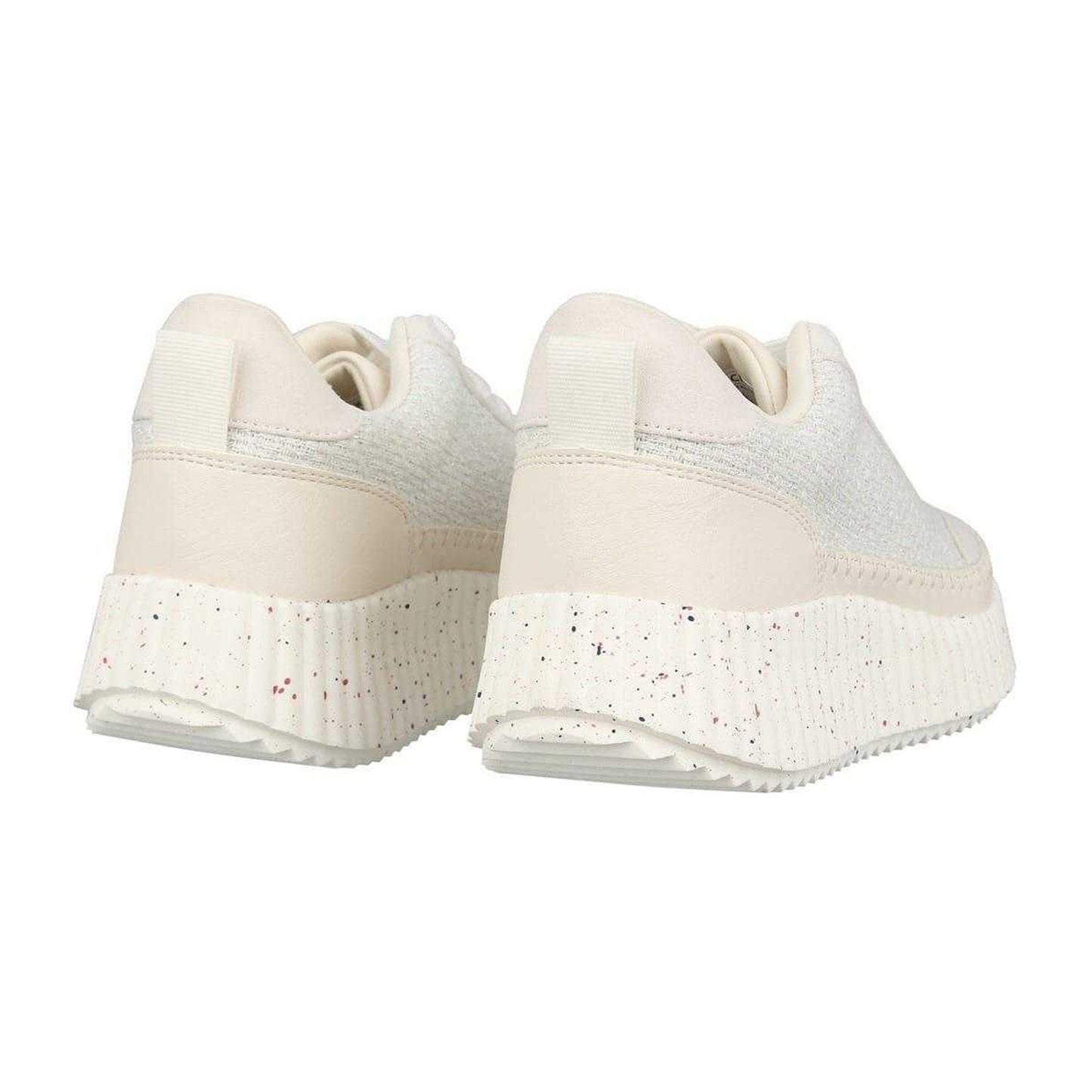 Cream - Back - Jack Wills Womens-Ladies Knitted Platform Wedge Trainers